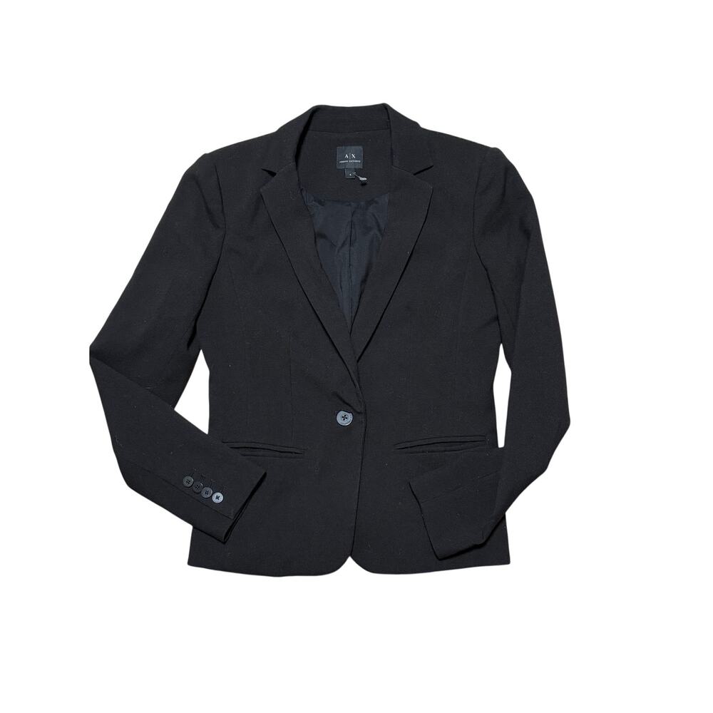 Armani Exchange Black Fitted One Button Blazer Size 4